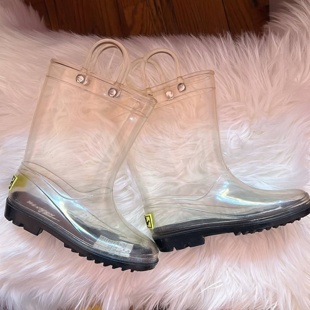 Western Chief Clear Kids Rain Boots with Black Soles